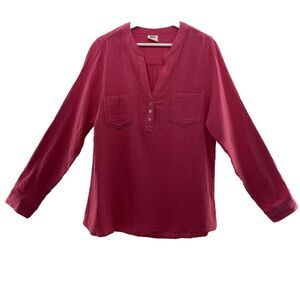 MOTE XXL Blouse Top Popover Long Sleeve Hot Pink Gauzy Anthropologie Women’s